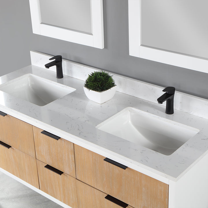 Altair Dione 60" Double Bathroom Vanity Set with Aosta White Stone Countertop