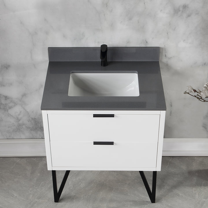 Altair Helios 30" Single Bathroom Vanity Set with Concrete Gray Stone Countertop