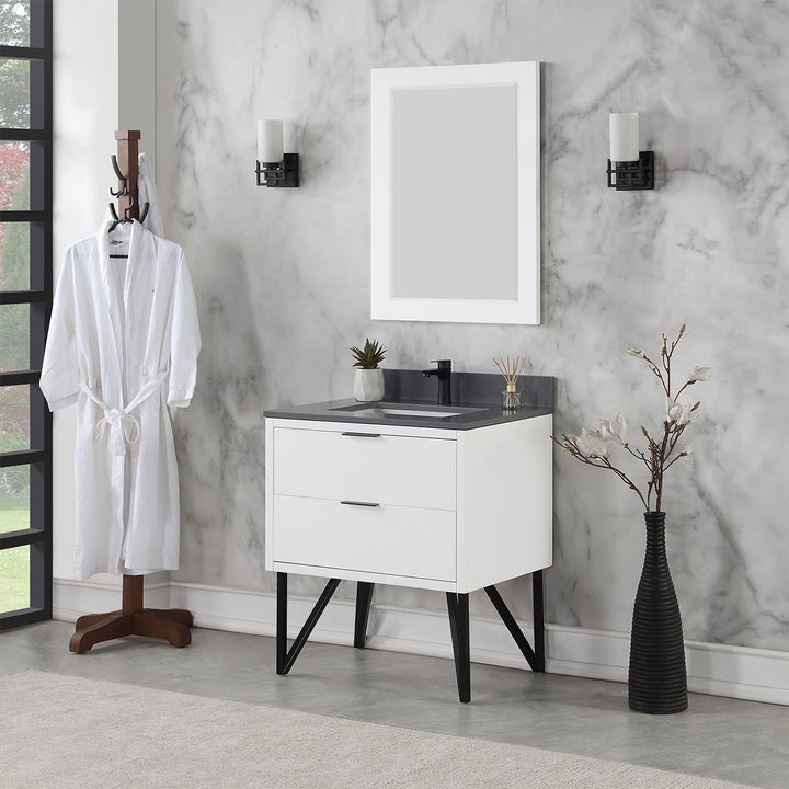 Altair Helios 30" Single Bathroom Vanity Set with Concrete Gray Stone Countertop