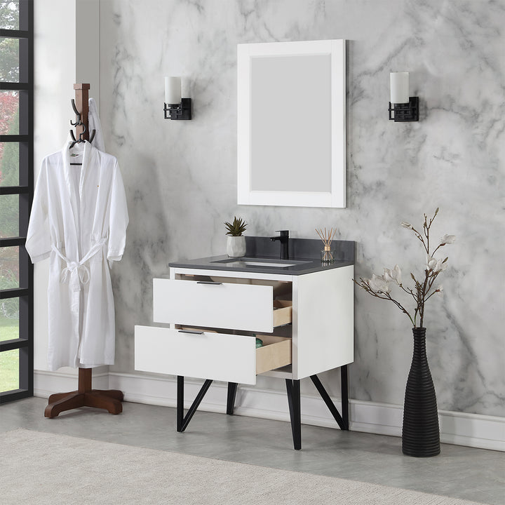 Altair Helios 30" Single Bathroom Vanity Set with Concrete Gray Stone Countertop