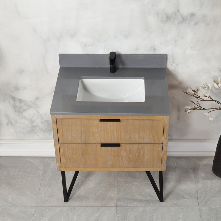 Altair Helios 30" Single Bathroom Vanity Set with Concrete Gray Stone Countertop