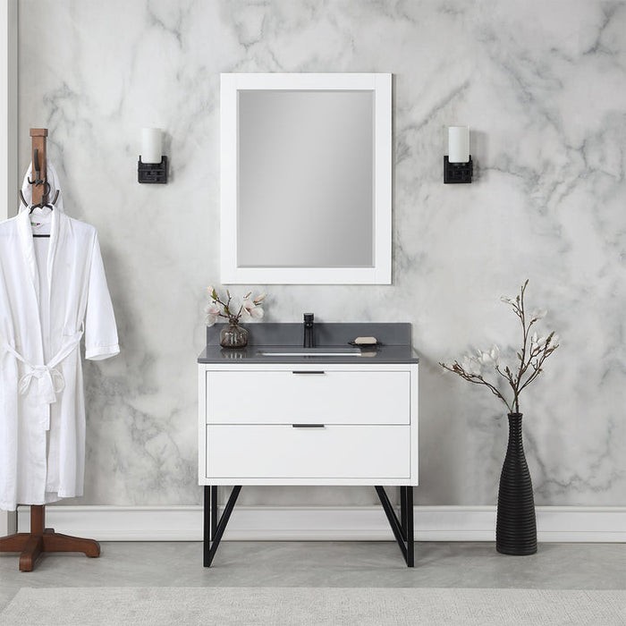 Altair Helios 36" Single Bathroom Vanity Set with Concrete Gray Stone Countertop