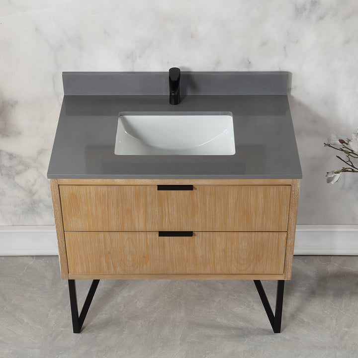Altair Helios 36" Single Bathroom Vanity Set with Concrete Gray Stone Countertop