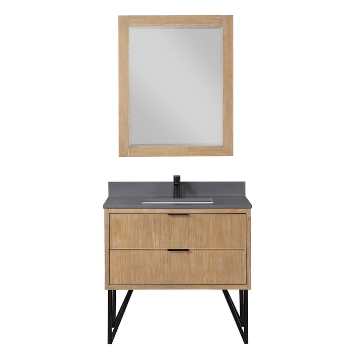 Altair Helios 36" Single Bathroom Vanity Set with Concrete Gray Stone Countertop