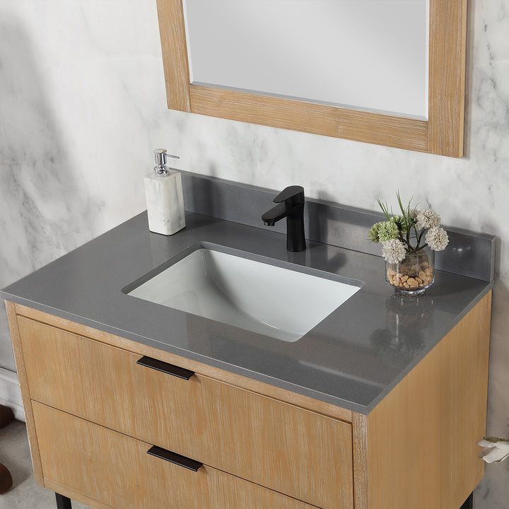 Altair Helios 36" Single Bathroom Vanity Set with Concrete Gray Stone Countertop