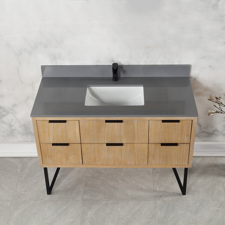 Altair Helios 48" Single Bathroom Vanity Set with Concrete Gray Stone Countertop