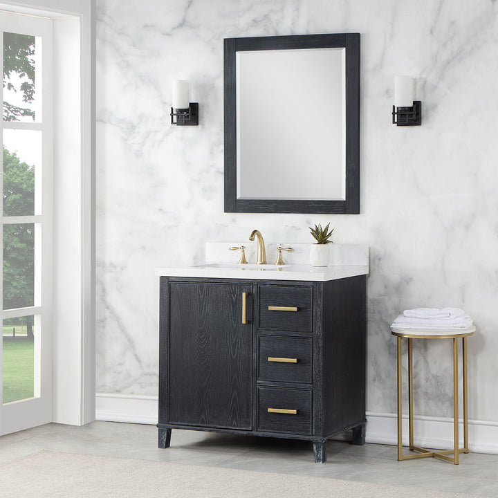 Altair Weiser 36" Single Bathroom Vanity Set with Composite Aosta White Stone Countertop