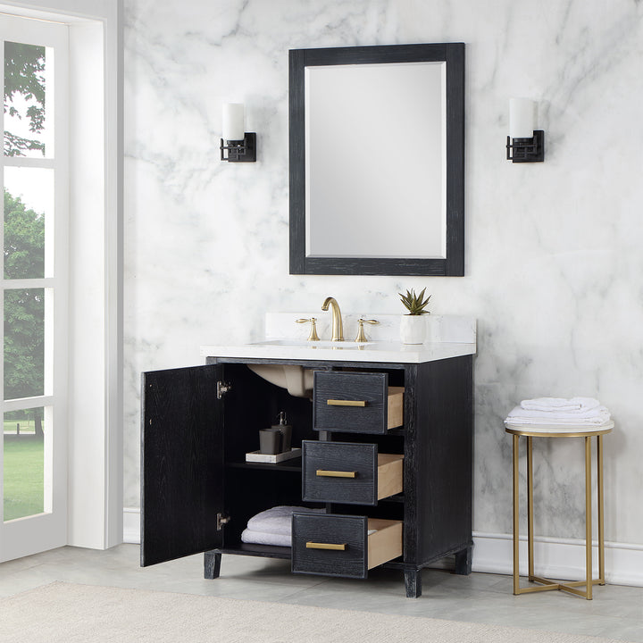 Altair Weiser 36" Single Bathroom Vanity Set with Composite Aosta White Stone Countertop