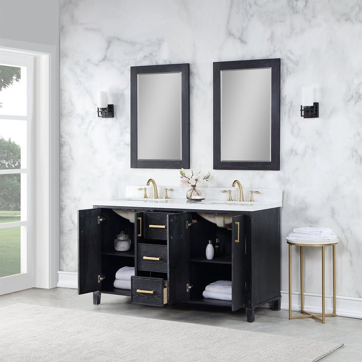 Altair Weiser 72" Double Bathroom Vanity with Composite Aosta White Stone Countertop