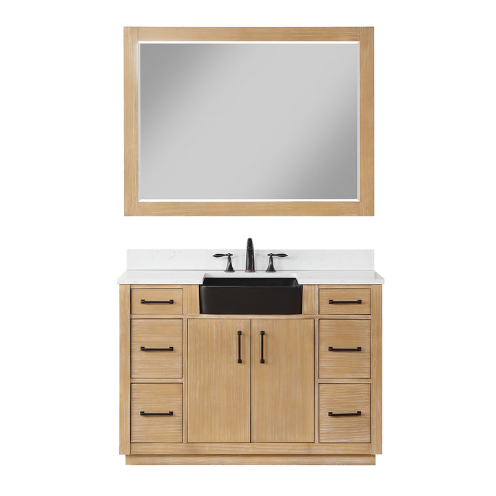 Altair Novago 48" Single Bathroom Vanity Set with Composite Aosta White Stone Countertop and Farmhouse Sink