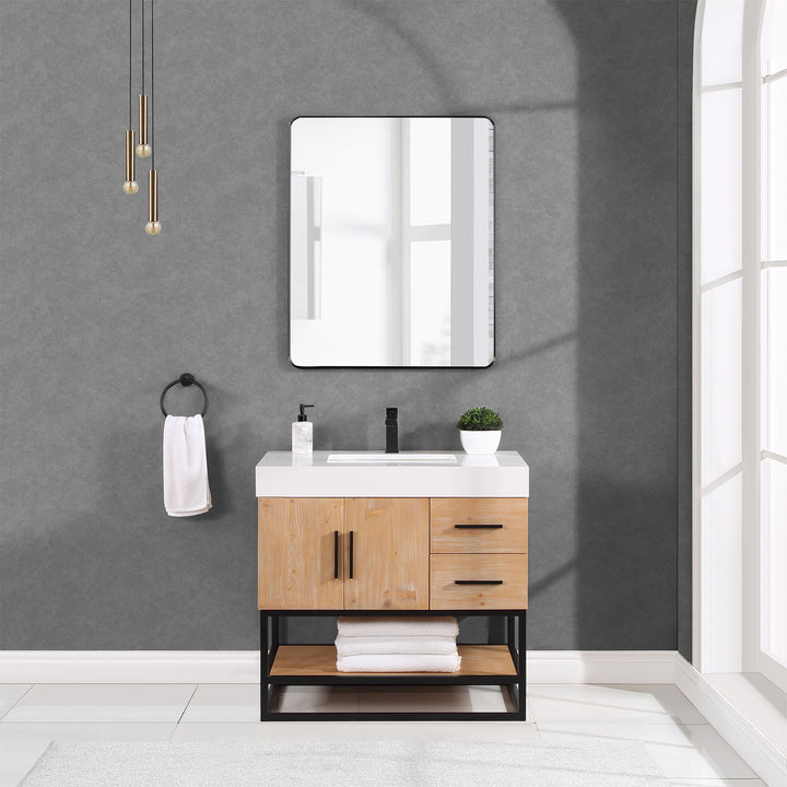 Altair Bianco Single Bathroom Vanity with White Composite Stone Countertop