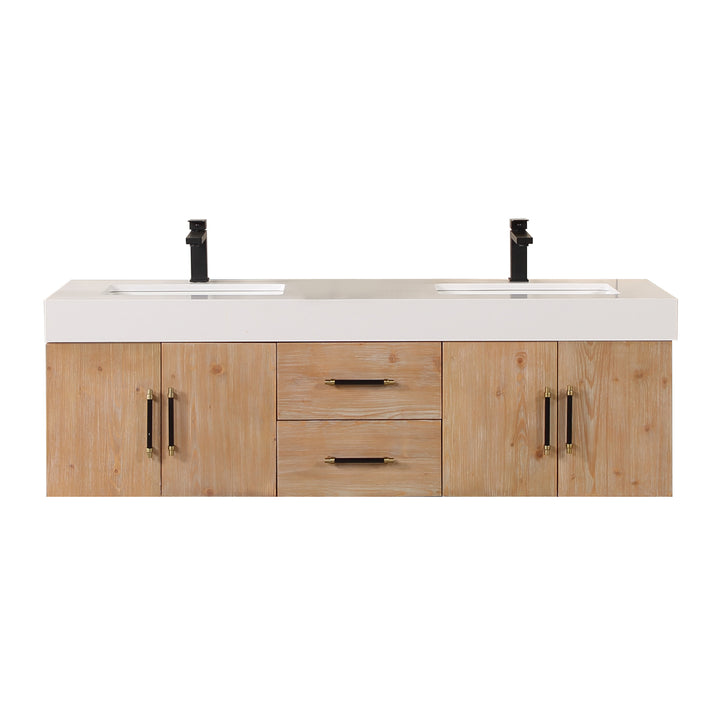 Altair Corchia Wall-mounted Double Bathroom Vanity with White Composite Stone Countertop