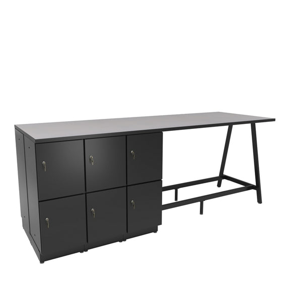 Safco Resi Bistro-Height Collaboration Table, 12 Lockers – 75”W 224666