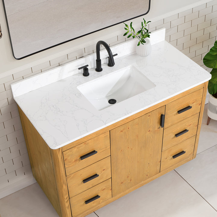 Altair Perla 48" Single Bathroom Vanity with Grain White Composite Stone Countertop