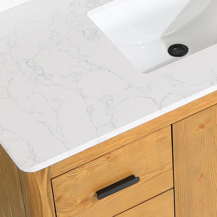 Altair Perla 48" Single Bathroom Vanity with Grain White Composite Stone Countertop