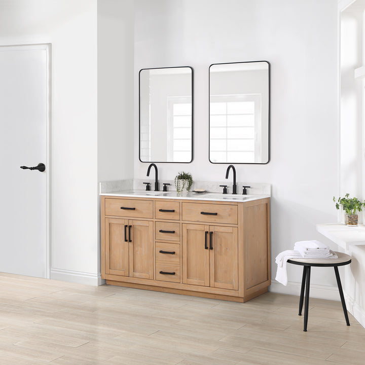 Altair Gavino 60" Double Bathroom Vanity with Composite Stone Countertop