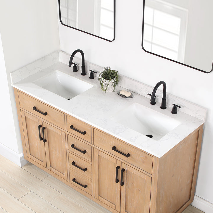 Altair Gavino 60" Double Bathroom Vanity with Composite Stone Countertop