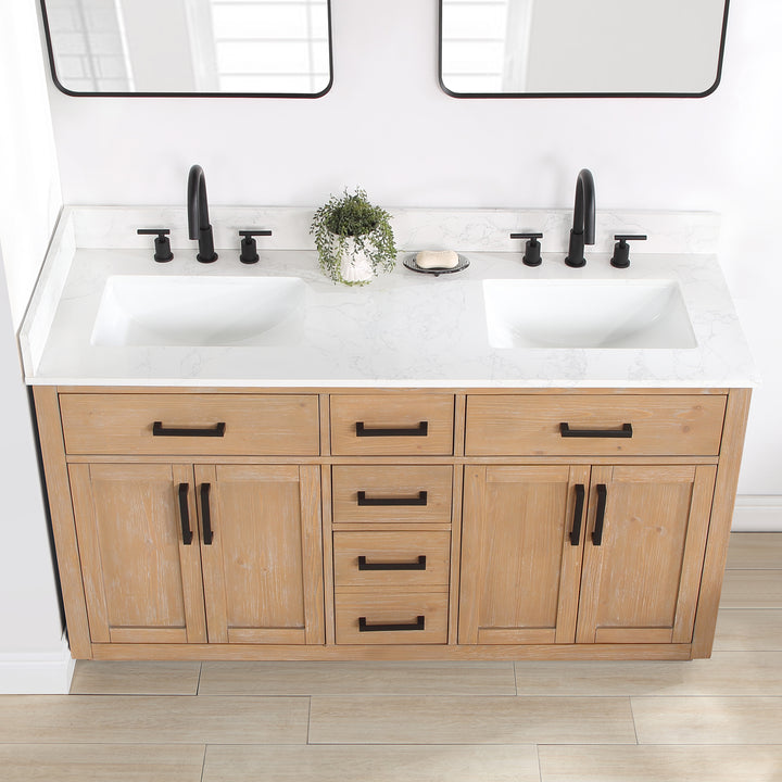 Altair Gavino 60" Double Bathroom Vanity with Composite Stone Countertop