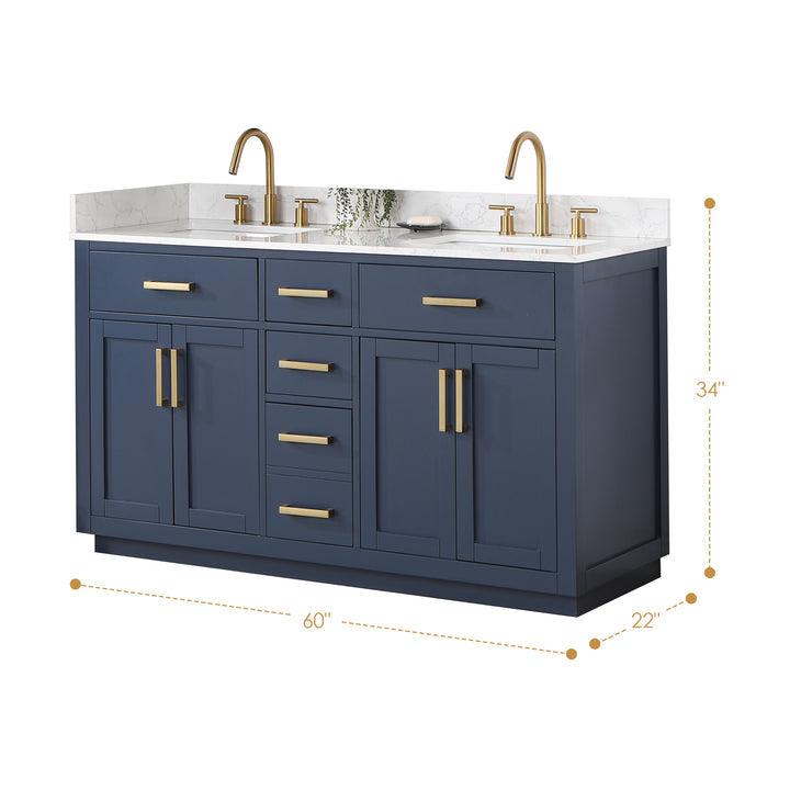 Altair Gavino 60" Double Bathroom Vanity with Composite Stone Countertop