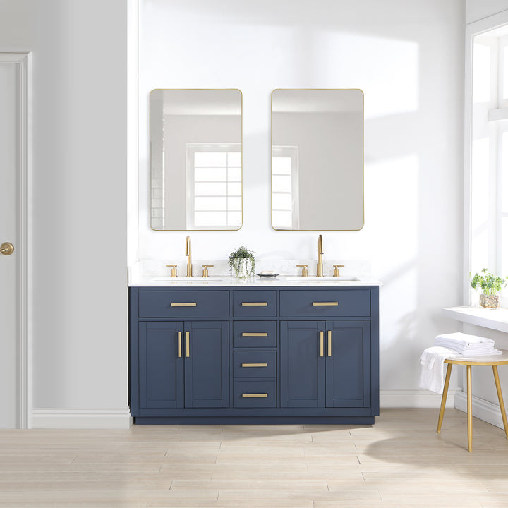 Altair Gavino 60" Double Bathroom Vanity with Composite Stone Countertop