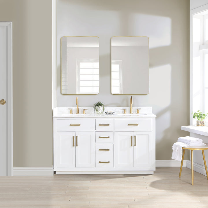 Altair Gavino 60" Double Bathroom Vanity with Composite Stone Countertop