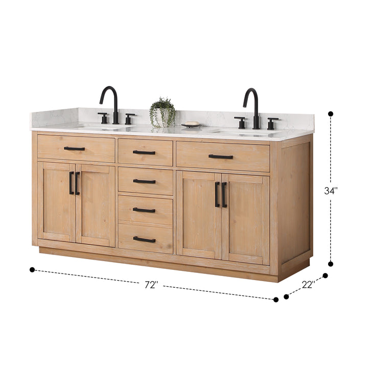 Altair Gavino 72" Double Bathroom Vanity with Composite Stone Countertop