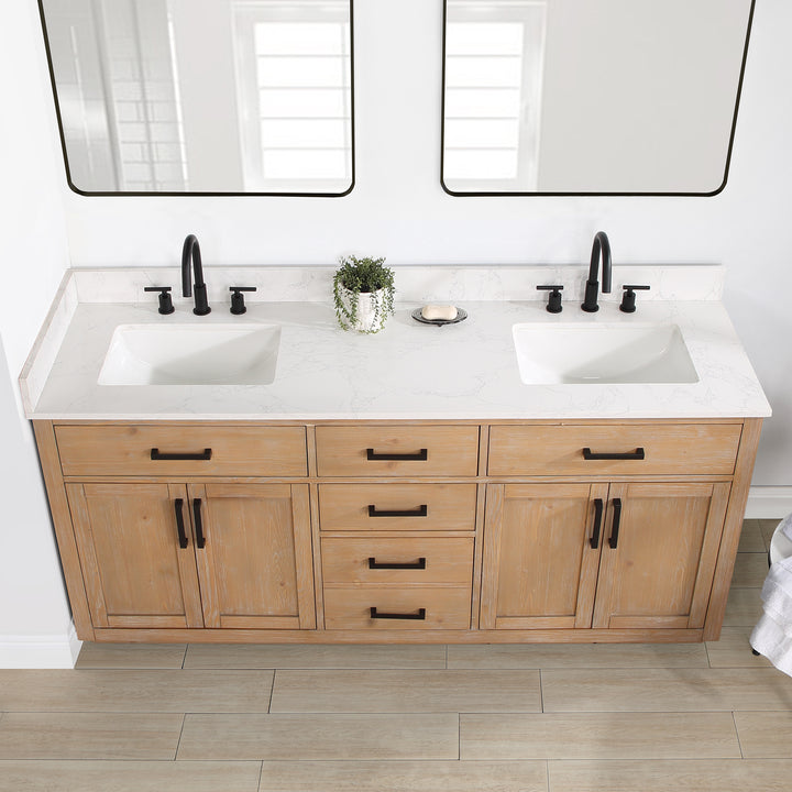 Altair Gavino 72" Double Bathroom Vanity with Composite Stone Countertop