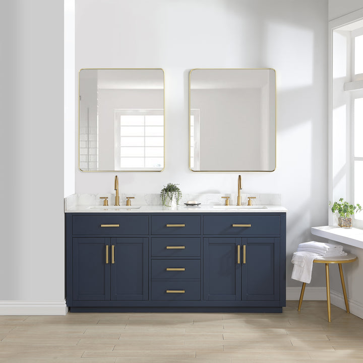 Altair Gavino 72" Double Bathroom Vanity with Composite Stone Countertop