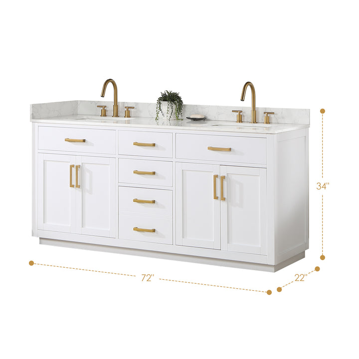 Altair Gavino 72" Double Bathroom Vanity with Composite Stone Countertop