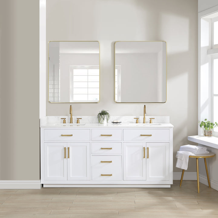 Altair Gavino 72" Double Bathroom Vanity with Composite Stone Countertop