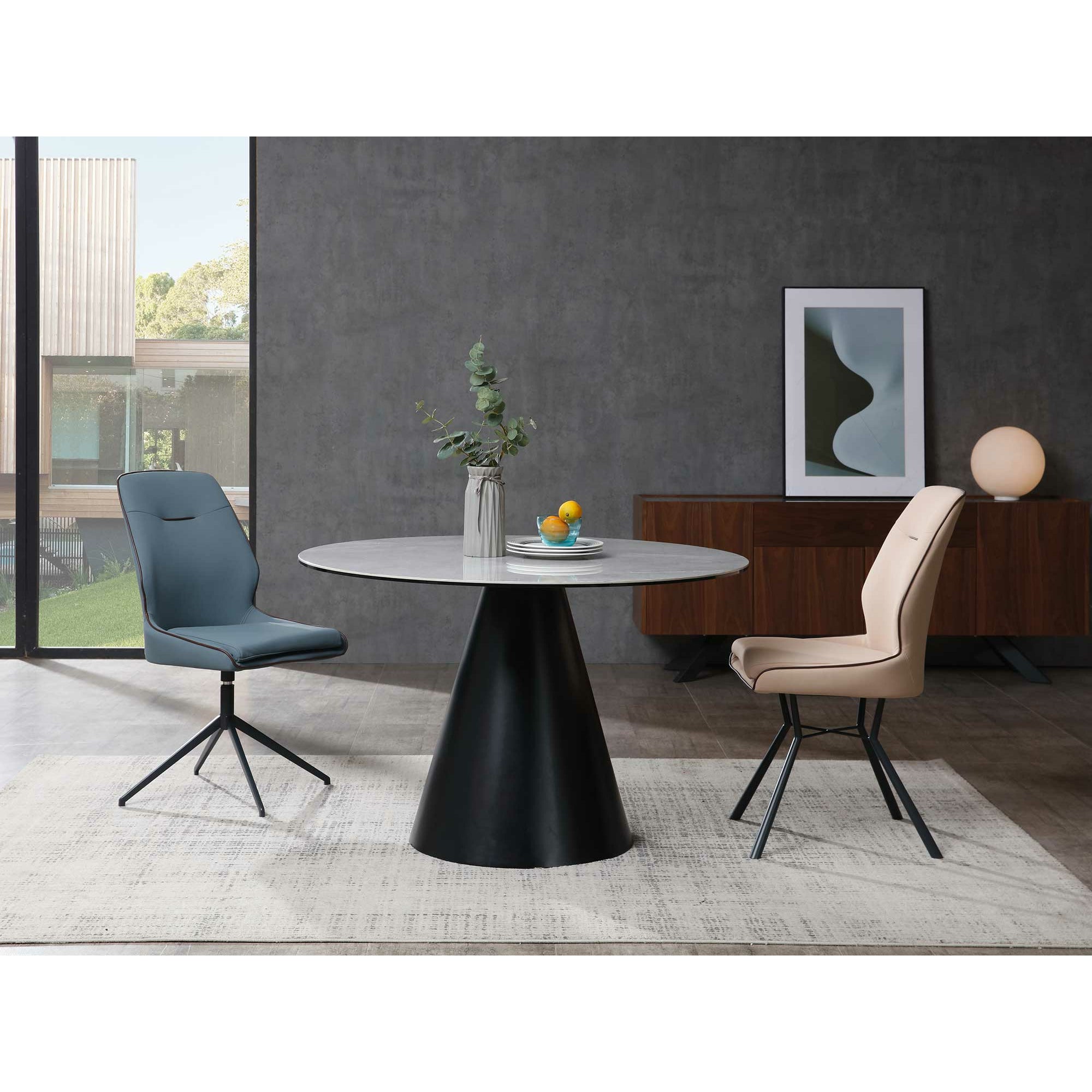 Whiteline Modern Living - Sun Dining Table DT1638R-BLK/GRY