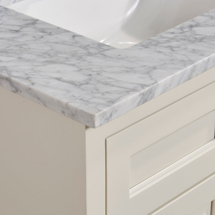 Altair Oristano Single Sink Bathroom Vanity Countertop in White Carrara Marble