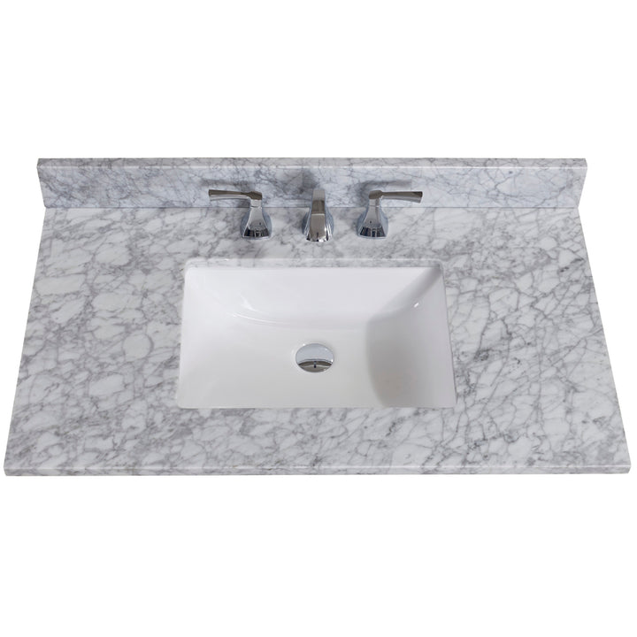 Altair Oristano Single Sink Bathroom Vanity Countertop in White Carrara Marble