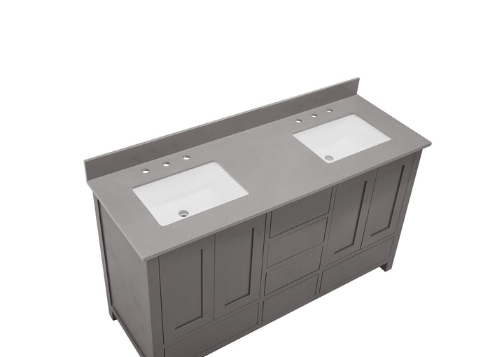 Altair Madrid Double Sink Bathroom Vanity Countertop in Concrete Grey