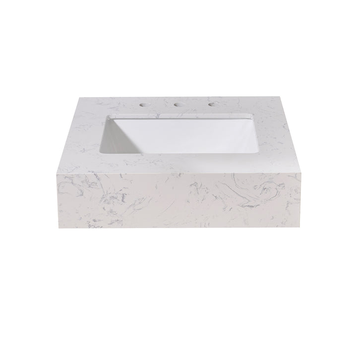 Altair Merano Stone effects Single Sink Vanity Top in Aosta White Apron with White Sink