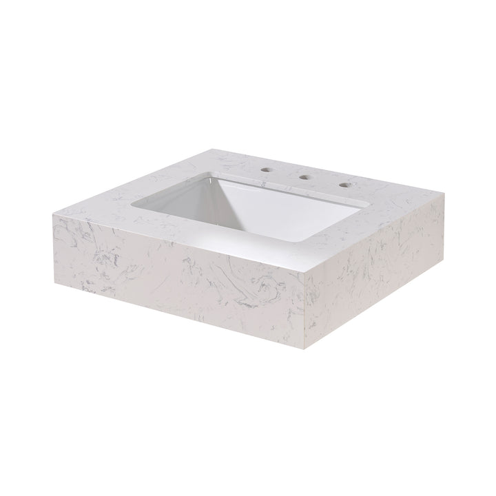 Altair Merano Stone effects Single Sink Vanity Top in Aosta White Apron with White Sink