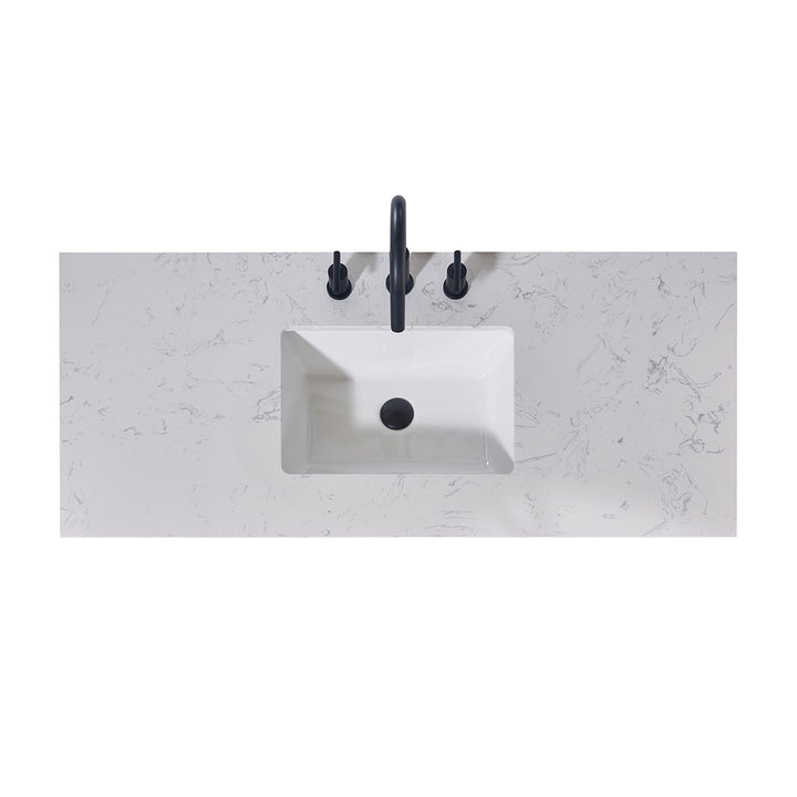 Altair Merano Stone effects Single Sink Vanity Top in Aosta White Apron with White Sink