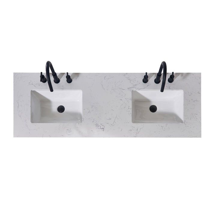 Altair Merano Stone effects Single Sink Vanity Top in Aosta White Apron with White Sink