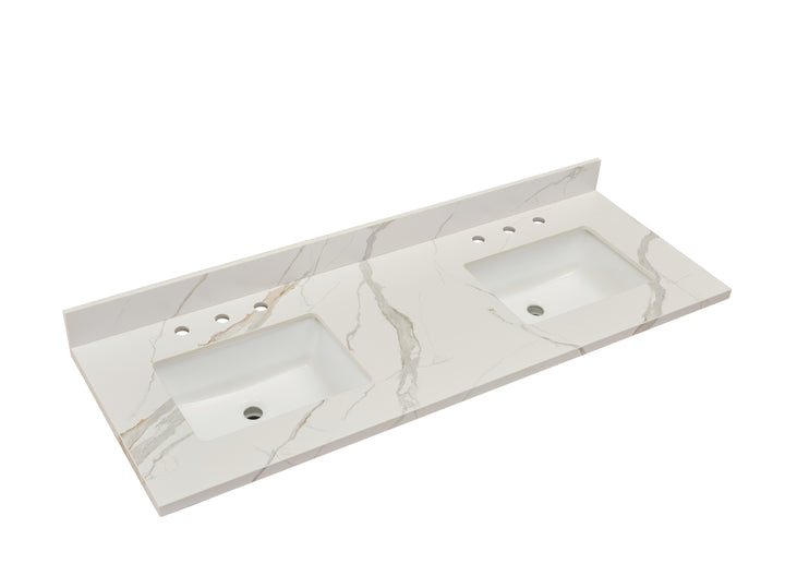 Altair Eivissia Double Sink Bathroom Vanity Countertop in Calacatta White