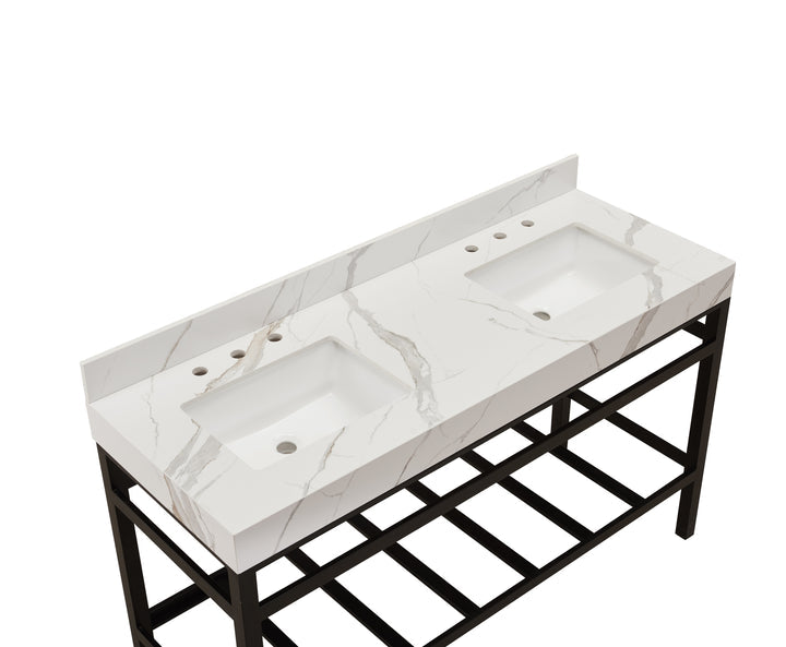 Altair Marseille 60" Double Sink Bathroom Vanity Countertop in Calacatta White Apron