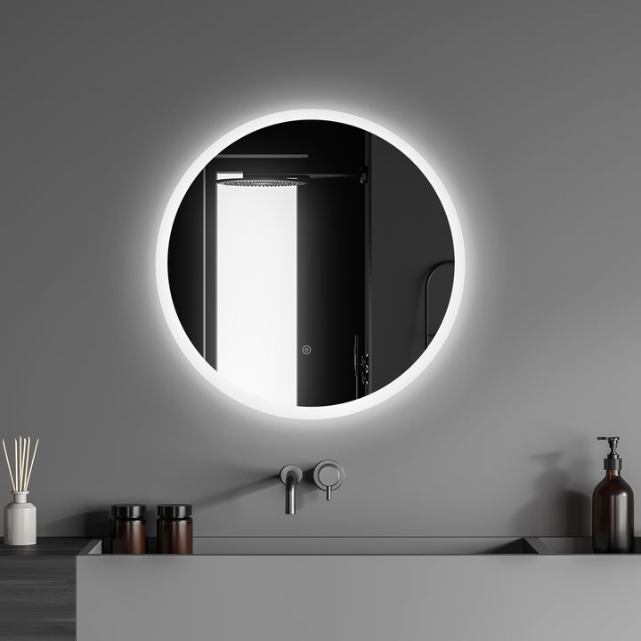 Altair Dimora Round Frameless Modern Bathroom Vanity LED Lighted Wall Mirror