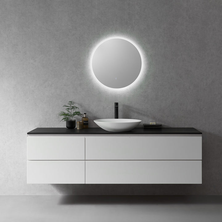 Altair Dimora Round Frameless Modern Bathroom Vanity LED Lighted Wall Mirror