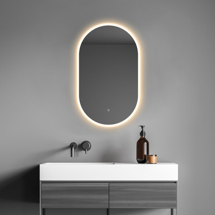 Altair Borgo Oval Frameless Modern Bathroom Vanity LED Lighted Wall Mirror