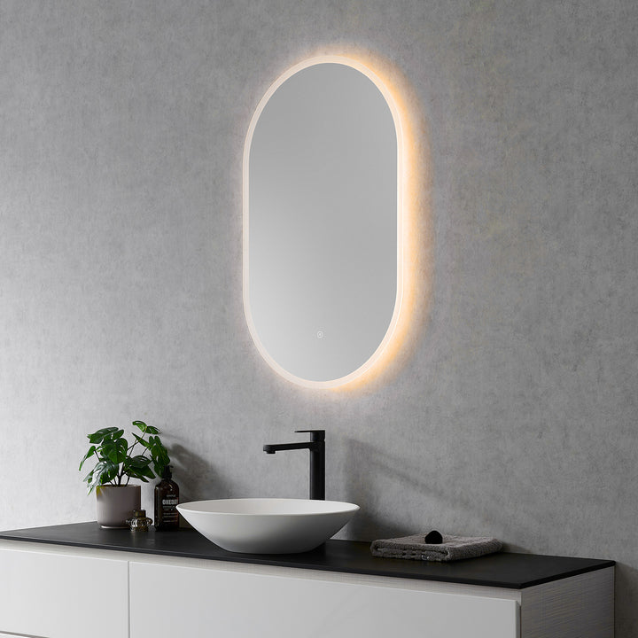 Altair Borgo Oval Frameless Modern Bathroom Vanity LED Lighted Wall Mirror