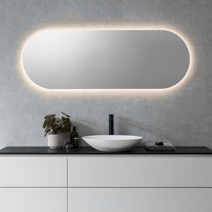 Altair Borgo Oval Frameless Modern Bathroom Vanity LED Lighted Wall Mirror