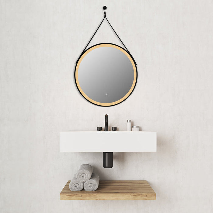 Altair Roccia Round 28" Framed Modern Bathroom Vanity LED Lighted Wall Mirror