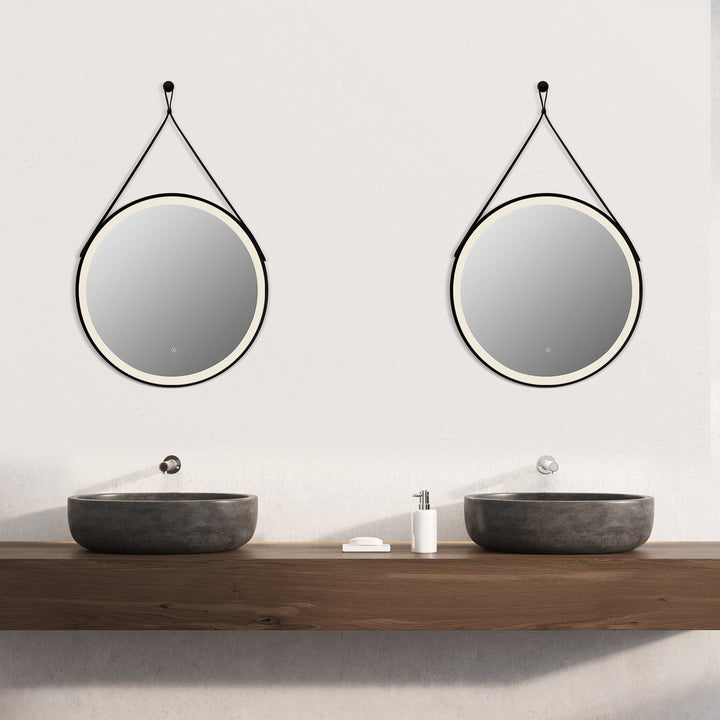 Altair Roccia Round 28" Framed Modern Bathroom Vanity LED Lighted Wall Mirror