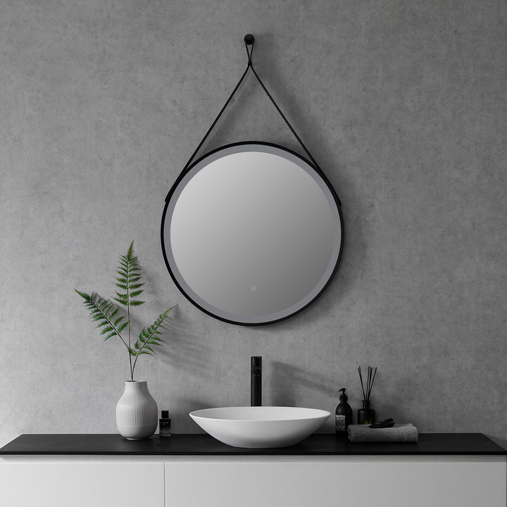 Altair Roccia Round 28" Framed Modern Bathroom Vanity LED Lighted Wall Mirror