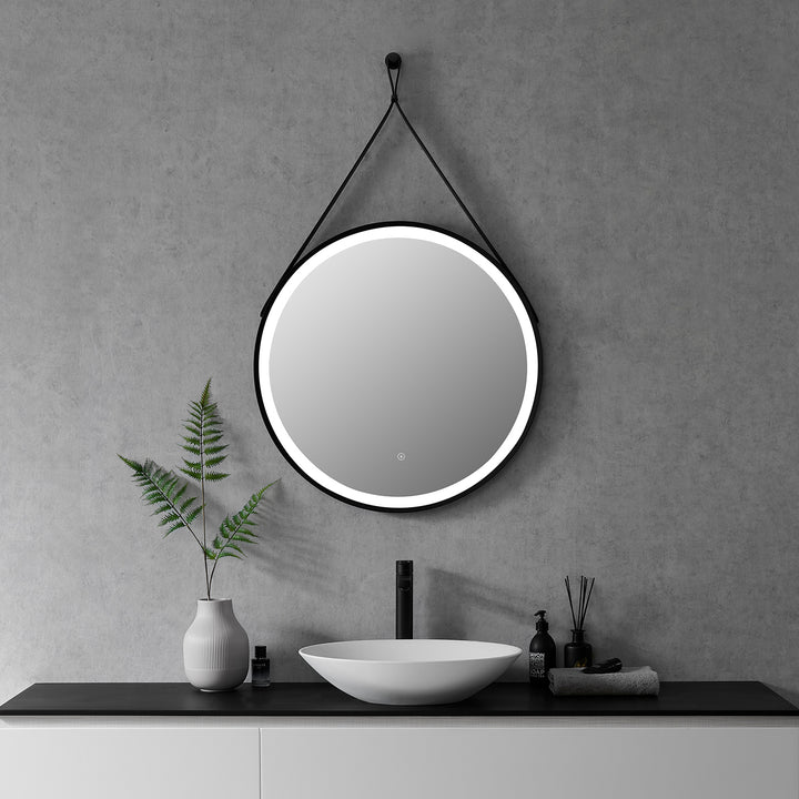 Altair Roccia Round 28" Framed Modern Bathroom Vanity LED Lighted Wall Mirror