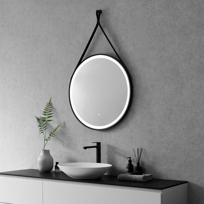 Altair Roccia Round 28" Framed Modern Bathroom Vanity LED Lighted Wall Mirror